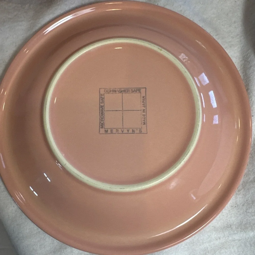 Mervyn's Japan Salad Plates Salmon Pink‎ Stoneware 7.5 Inch Vintage Set Of 4